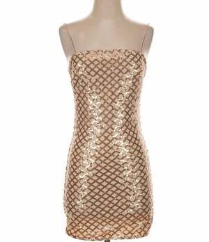 PrettyLittleThing Sequin Bodycon Dress Rose Gold Sz 2
